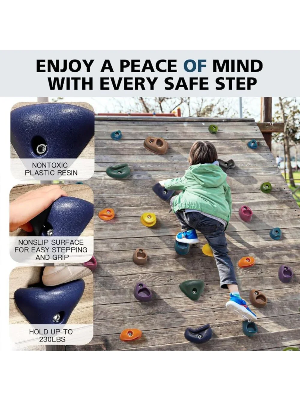New 20Pcs Rock Wall Climbing Holds for Kids, Climbing Grips for Indoor/Outdoor
